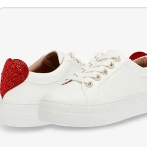 NWT Betsey Johnson Presley Rhinestone  Red Heart Shoe 8.5